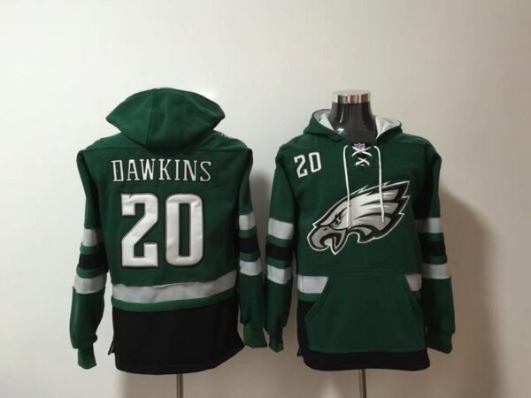 Nike Eagles 20 Brian Dawkins Green All Stitched Hooded Sweatshirt