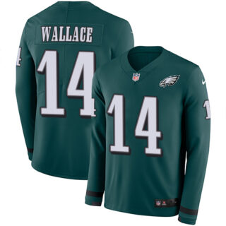Nike Eagles #14 Mike Wallace Midnight Green Team Color Men's Stitched NFL Limited Therma Long Sleeve Jersey