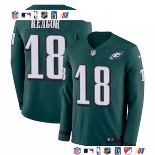 Nike Eagles #18 Jalen Reagor Green Team Color Men's Stitched NFL Limited Therma Long Sleeve Jersey