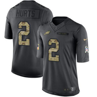 Nike Eagles #2 Jalen Hurts Black Men's Stitched NFL Limited 2016 Salute to Service Jersey