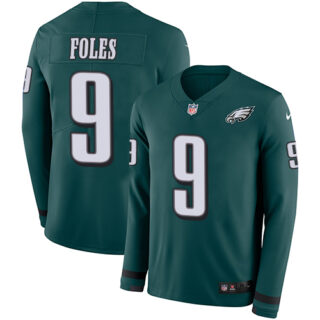 Nike Eagles #9 Nick Foles Midnight Green Team Color Men's Stitched NFL Limited Therma Long Sleeve Jersey