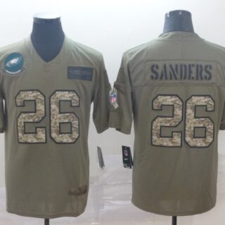 Nike Eagles 26 Miles Sanders 2019 Olive Camo Salute To Service Limited Jersey