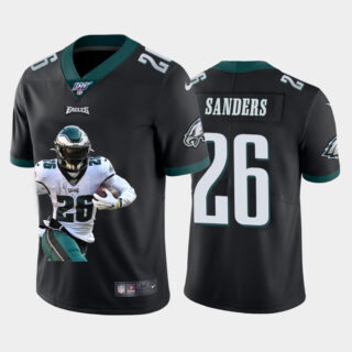Nike Eagles 26 Miles Sanders Black Player Name Logo 100th Season Vapor Untouchable Limited Jersey