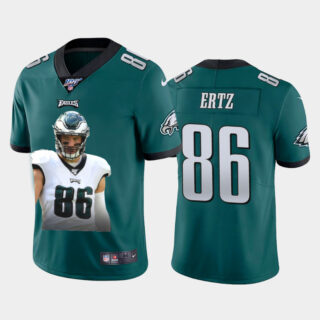 Nike Eagles 86 Zach Ertz Green Player Name Logo 100th Season Vapor Untouchable Limited Jersey