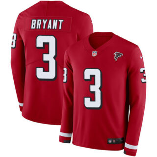 Nike Falcons #3 Matt Bryant Red Team Color Men's Stitched NFL Limited Therma Long Sleeve Jersey
