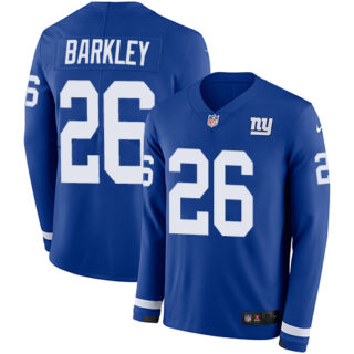 Nike Giants #26 Saquon Barkley Royal Blue Team Color Men's Stitched NFL Limited Therma Long Sleeve Jersey