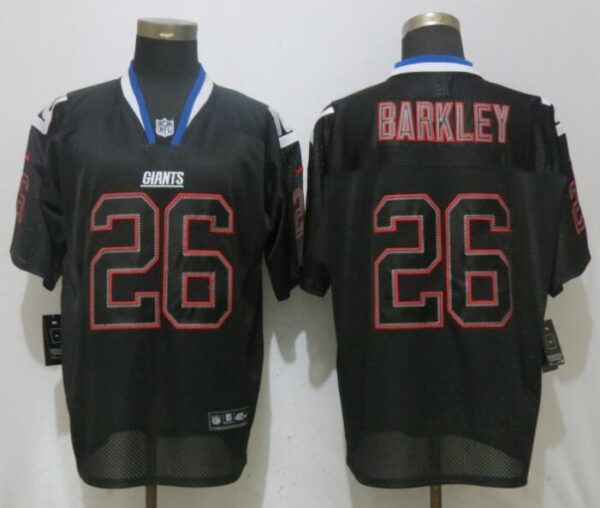 Nike Giants 26 Saquon Barkley Black Lights Out Elite Jersey