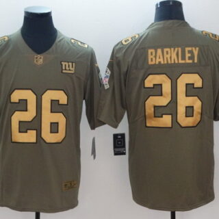 Nike Giants 26 Saquon Barkley Olive Gold Salute To Service Limited Jersey
