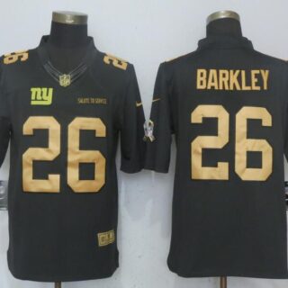 Nike Giants 26 Saquon Barkleyn Anthracite Gold Salute To Service Limited Jersey