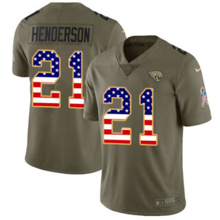Nike Jaguars #21 C.J. Henderson Olive USA Flag Men's Stitched NFL Limited 2017 Salute To Service Jersey