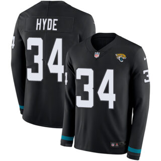 Nike Jaguars #34 Carlos Hyde Black Team Color Men's Stitched NFL Limited Therma Long Sleeve Jersey