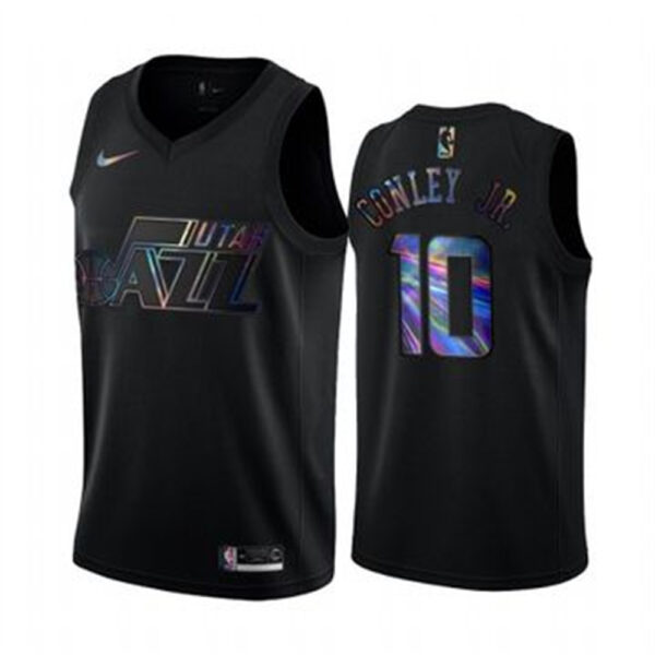 Nike Jazz #10 Mike Conley Jr. Men's Iridescent Holographic Collection NBA Jersey - Black