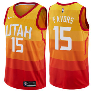 Nike Jazz #15 Derrick Favors Orange NBA Swingman City Edition Jersey