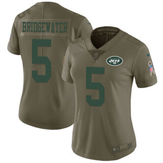 Nike Jets #5 Teddy Bridgewater Olive Women's Stitched NFL Limited 2017 Salute to Service Jersey
