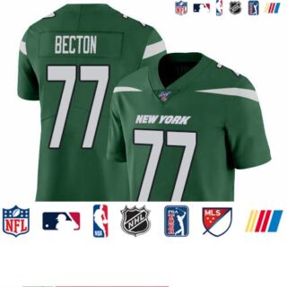 Nike Jets #77 Mekhi Becton Green Team Color Men's Stitched NFL 100th Season Vapor Untouchable Limited Jersey