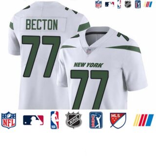 Nike Jets #77 Mekhi Becton White Men's Stitched NFL Vapor Untouchable Limited Jersey