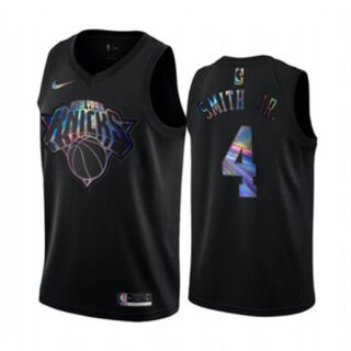 Nike Knicks #4 Dennis Smith Jr. Men's Iridescent Holographic Collection NBA Jersey - Black
