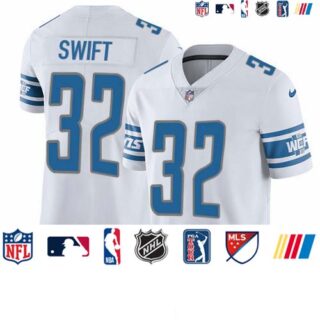 Nike Lions #32 D'Andre Swift White Men's Stitched NFL Vapor Untouchable Limited Jersey