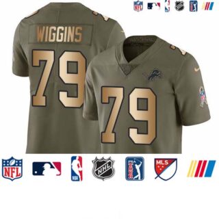 Nike Lions #79 Kenny Wiggins Olive Gold Men's Stitched NFL Limited 2017 Salute To Service Jersey
