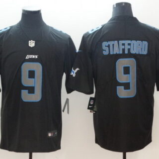 Nike Lions 9 Matthew Stafford Black Impact Rush Limited Jersey