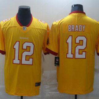 Nike Men's Buccaneers #12 Tom Brady Yellow Stitched NFL Limited Rush Jersey