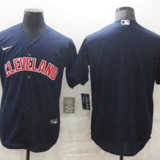 Nike Men's Cleveland Indians Navy Blue Alternate Authentic Team Blank MLB Jersey