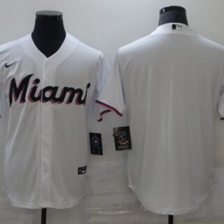 Nike Men's Florida Marlins white Blank Cool base Jersey