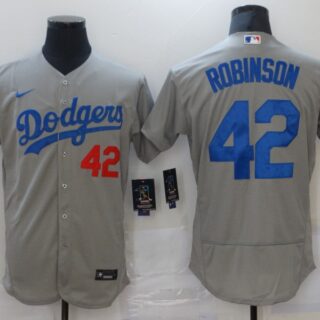 Nike Men's Los Angeles Dodgers #42 Jackie Robinson Gray Flexbase Jersey