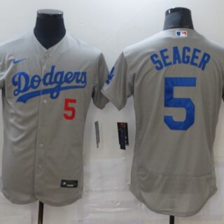 Nike Men's Los Angeles Dodgers #5 Corey Seager Gray Flexbase Jersey