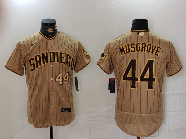 Nike Men's San Diego Padres #44 Musgrove Tan Brown Authentic Alternate Player Jerseys