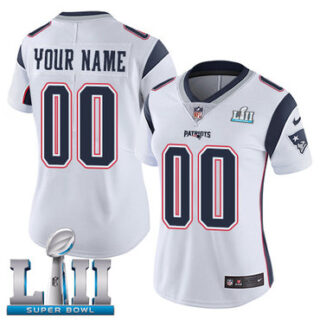 Nike NFL New England Patriots Vapor Untouchable Customized Super Bowl LII Limited White Road Women's Jersey