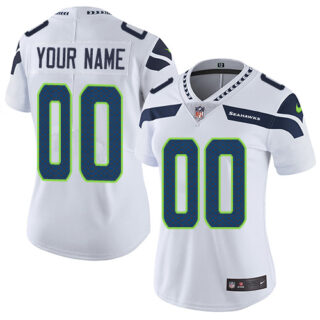 Nike NFL Seattle Seahawks Vapor Untouchable Customized Limited White Road Women's Jersey