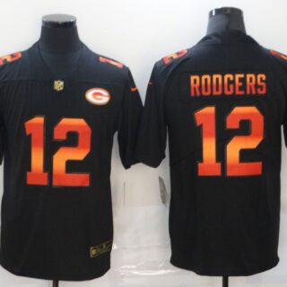 Nike Packers 12 Aaron Rodgers Black Colorful Fashion Limited Jersey