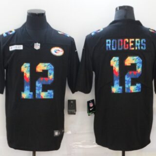 Nike Packers 12 Aaron Rodgers Black Vapor Untouchable Rainbow Limited Jersey