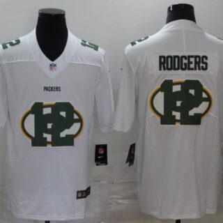Nike Packers 12 Aaron Rodgers White Shadow Logo Limited Jersey