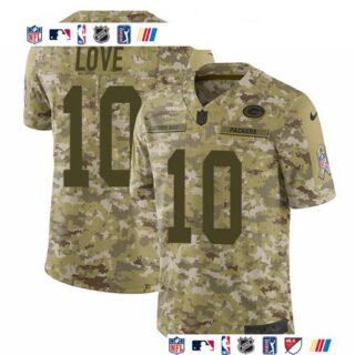Nike Packers #10 Jordan Love Camo Men's Stitched NFL Limited 2018 Salute To Service Jersey