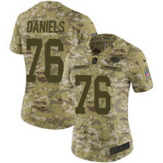 Nike Packers #76 Mike Daniels Camo Women's Stitched NFL Limited 2018 Salute to Service Jersey