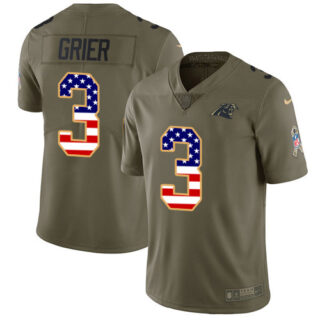 Nike Panthers #3 Will Grier Olive USA Flag Men's Stitched NFL Limited 2017 Salute To Service Jersey
