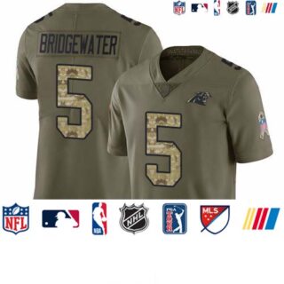 Nike Panthers #5 Teddy Bridgewater Olive Camo Men's Stitched NFL Limited 2017 Salute To Service Jersey