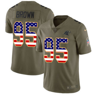 Nike Panthers #95 Derrick Brown Olive USA Flag Men's Stitched NFL Limited 2017 Salute To Service Jersey