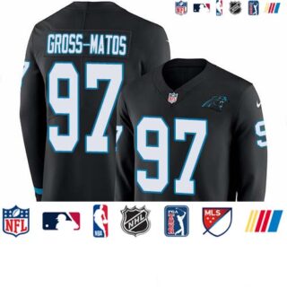 Nike Panthers #97 Yetur Gross-Matos Black Team Color Men's Stitched NFL Limited Therma Long Sleeve Jersey
