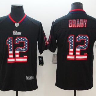 Nike Patriots 12 Tom Brady Black USA Flag Fashion Color Rush Limited Jersey
