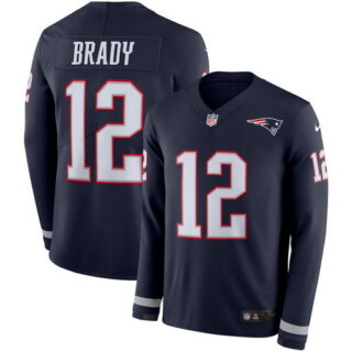 Nike Patriots 12 Tom Brady Navy Therma Long Sleeve Jersey