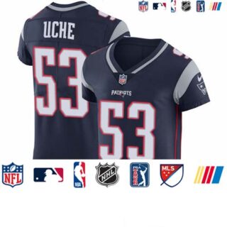 Nike Patriots #53 Josh Uche Navy Blue Team Color Men's Stitched NFL Vapor Untouchable Elite Jersey