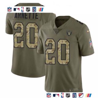 Nike Raiders #20 Damon Arnette Olive Camo Men's Stitched NFL Limited 2017 Salute To Service Jersey