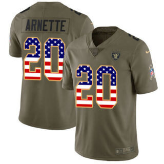 Nike Raiders #20 Damon Arnette Olive USA Flag Men's Stitched NFL Limited 2017 Salute To Service Jersey
