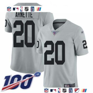 Nike Raiders #20 Damon Arnette Silver Men's Stitched NFL Limited Inverted Legend 100th Season Jersey