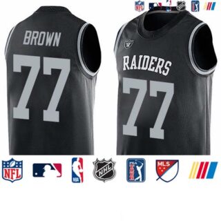 Nike Raiders #77 Trent Brown Black Team Color Men's Stitched NFL Limited Tank Top Jersey