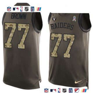 Nike Raiders #77 Trent Brown Green Men's Stitched NFL Limited Salute To Service Tank Top Jersey