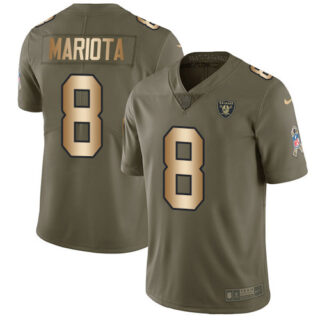 Nike Raiders #8 Marcus Mariota Olive Gold Men's Stitched NFL Limited 2017 Salute To Service Jersey